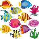 48 Pcs Fish Cutouts Paper Colorful Classroom Decoration Ocean Under the Sea Animal Cutout Accents Underwater Tropical Fish Cutouts with Glue Point Dot School Kindergarten Bulletin Board 5.9 x 5.9 Inch
