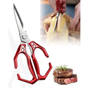 Kitchen Scissors all Purpose - Stainless Steel Kitchen Shear, Sharp Silver Meat Scissors Dishwasher Safe, Heavy Duty Poultry Shears, Japanese Cooking Scissor for Food, Chicken Bones, and Turkey