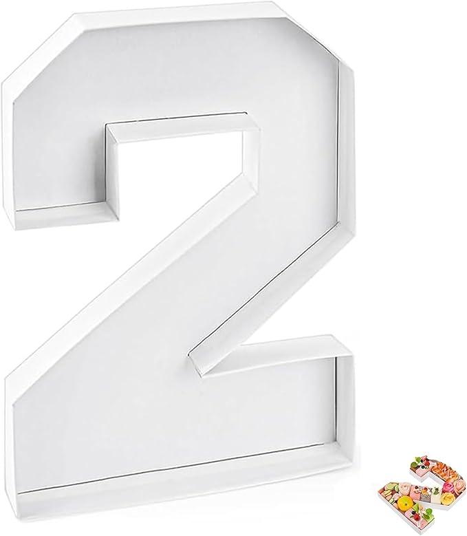 10" Fillable Cardboard Number Charcuterie Boxes,Cardboard Number Tray,Papier Mache Numbers,Digital Candy Boxes Birthday Decorations Gifts White(white,2)