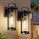 LETRY 2-Pack Outdoor Wall Lights, Porch Lights, Waterproof Outdoor Wall Sconce Lanterns, Exterior Lighting Fixtures Matte Black with Clear Glass Shade for House Patio Garage Doorway Entryway (11in)
