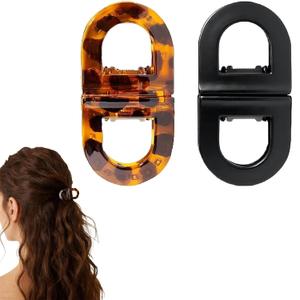 2Pcs Magnetic Hair Clips for Women, Strong Hold No-Slip Styling Clips, Seamless 2-in-1 Design for Thick/Thin Hair, Non-Dent Quick Snap Hairdressing Tools for Salon or Daily Use