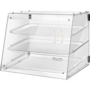 YBSVO 3 Tray Commercial Countertop Bakery Display Case with Rear Doors - 21" x 17 3/4" x 16 1/2"