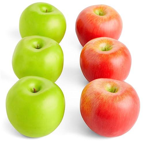 Juvale Artificial Apples Set - Lifelike Foam Apples for Crafts & Displays - 2-Pack, 2.7"×2.2"×2.5"" - Red & Green
