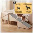 Dog Ramp for Bed, Wooden 23.62'' H Dog Stairs for Small/Medium-Sized Dogs and All Cats, Washable Non-Slip Silicone Surface pet Ramp, Foldable 2-in-1 Split Ottoman Design
