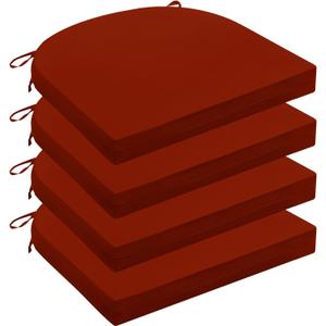 Outdoor Chair Cushions for Patio Furniture - Patio Chair Cushions Set of 4 - Water Resistant Round Corner Outdoor Seat Cushions 17"X16"X2", Brick Red