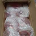 Plastic Martini Glasses 10oz, Detachable Ribbed Coupe Glasses with Gold Rim, Disposable & Reusable, Unbreakable BPA-free Vintage Cocktail Cups, Stemware for Party Wedding (Pink, 24pcs)