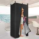 UNIFAMILY Waterproof Pontoon Tent, Privacy Boat Tent, 30 * 27 * 72 in Heavy Duty Hanging Changing Room, Privacy Curtains for Pontoon Boats, Boats Tents Attaches to Bimini Top Poles (Black)
