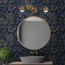 2 x Vinjiasin Peel and Stick Wallpaper Blue and Gold Wallpaper Floral Contact Paper Vintage Removable Self Adhesive Wall Paper for Bathroom Bedroom 17.3"x 78.7"