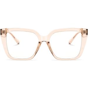 Oversized Blue Light Blocking Glasses for Women, Computer Monitor Gaming Glasses Reduce Eye Strain (Transparent Brown)