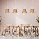 Tujoe Small Rattan Bell Lamp Shade Boho Handwoven Barrel Rattan Chandelier Shades Replacement for Table Floor Lamp Pendant Light Fixtures, 5.5" H x 5.9" D, 2.76" Fitter(3 Pcs,Boho,Normal)