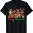 Dachshund Dog Christmas Lights Santa Xmas Pet Dog Lover T-Shirt 3XL