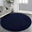 Gifeas Ultra Soft Round Area Rugs for Living Room Bedroom, 6x6 Feet Navy Blue Thickened Memory Foam Modern Indoor Circle Carpets, Non-Slip Comfy Circular Rug for Boys Girls Nursery Room Home Decor
