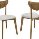 Coaster Home Furnishings Kersey Mid Century Modern Set of 2 Wood Dining Side Chairs Curved Back Padded Tan Faux Leather Polyurethane Upholstered Seat Cushion Chestnut Brown 103062