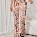 WDIRARA Women's Elastic High Waist Allover Print Floral Bell Bottom Flare Leg Long Pants (S)