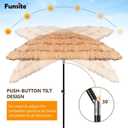 Funsite 6.5ft Tiki Umbrella Outdoor Patio Umbrellas with Tilt Hawaiian Tropical Palapa Beach Umbrellas, UPF 50+ Thatch Hut Umbrella for Patio Backyard Pool