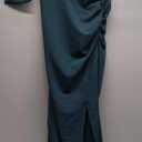 PRETTYGARDEN Women's Summer One Shoulder Long Formal Dresses Sleeveless Ruched Bodycon Wedding Guest Slit Maxi Dress (Large, Cyan)