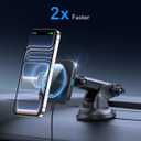 ESR for 15W MagSafe Car Mount Charger, for MagSafe Car Charger, Suction Cup Magnetic Wireless Car Charging, Dashboard Car Phone Mount for iPhone 17/16/15/14/13/12, S25, Pixel 10, Fast Charging
