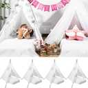 Syhood 4 Pack Inflatable Bed Teepee Tent Sets Include Portable Flocked Airbed Mattress Foldable Play Tents and White Flat Sheets for Indoor Outdoor Camping Birthday Gifts, about 3.3 x 6.6 ft/ 100 x 200 cm