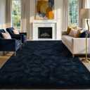 6x9 Fluffy Area Rug Blue Rugs for Living Room,Plush Soft Navy Blue Shag Carpet for Bedroom Boys Book Room Nursery Kids Playroom Dorm Decor