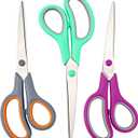 Scissors 8.5 Inch scissors all purpose for Office, Home, Sewing,and Crafts,Soft Comfort-Grip Right/Left Hand 3-Pack, Multicolor