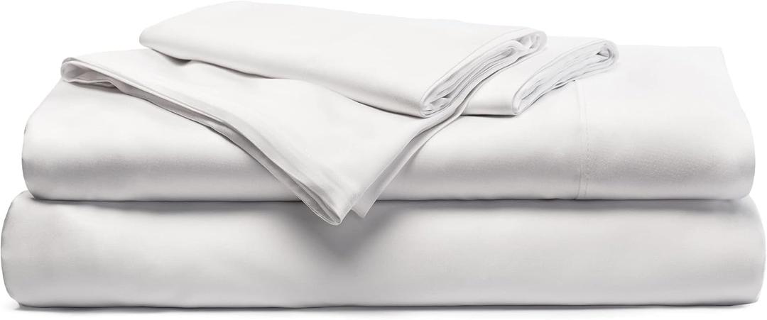 Cariloha Resort 4-Piece Sateen Sheet Set | White | Split King | Cooling Sheets for Hot Sleepers