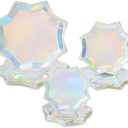 Sparkle and Bash 72 Pack Holographic Octagon Shaped Party Plates in 3 Sizes (72 Pack)