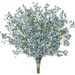 10 Pcs Baby's Breath Artificial Flowers Bulk 3 Branches Faux Baby Breath Plastic Flowers Fake Gypsophila Flower Arrangement for Crafts Fake Flowers Bouquet for Wedding Home Decor Blue Baby Breath