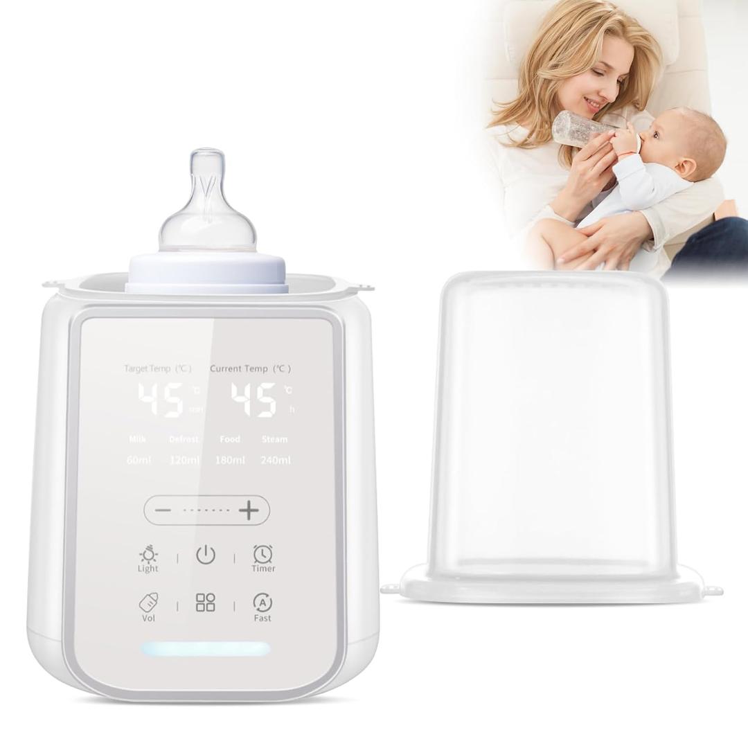 Baby Bottle Warmer, Fast Baby Milk Warmer with Timer, 8-in-1 Baby Milk Warmer with Digital Display, Night Light for Nighttime Breastfeeding, Bottle Warmer for All Bottles with Sterilizing Keep Warm