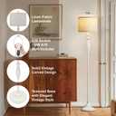 63.8" Vintage Floor Lamp with Rotary Switch, Dimmable Color Temperature Standing Lamp, Retro Farmhouse Floor Lamps for Living Room, Bedroom, Hallway, Office, Room Decor, Antique White (Bulb Included)
