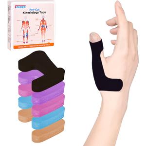 IEADEN Precut Kinesiology Tape for Thumb (Right Hand), 40 Pcs - Thumb Support & Stability, Thumb Pain Relief Athletic Tape - Waterproof & Elastic, Breathable Hypoallergenic Latex-Free Tape, Black
