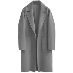 utcoco Womens Overcoat Fall Winter Notch Lapel Long Woolen Trench Coats with Pockets Large