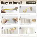 IFELS Heavy Duty Curtain Rods for Windows 28 to 48 Inch, 1 Inch Gold Curtain Rods for Outdoor, Farmhouse, Bedroom, Kitchen, Living Room, Adjustable Easy Install Curtains Rod (A2,Gold,30"-60")