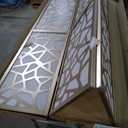 Roundhill Furniture Giyano 4 Panel Screen Room Divider, White Screen with Gold Frame