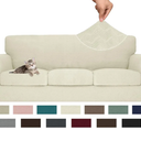 MAXIJIN 4 Piece Couch Covers for 3 Cushion Couch Sofa Covers, Stretch Couch Slipcovers for Sofas with 3 Cushions, Thick 3 Seat Furniture Protector for Dogs Pet (71"-91", Beige)