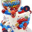 DecoPac Marvel's Spider-Man Spider and Mask Rings, Spider-Man Cupcake Decorations, Red and Blue Food Safe Cake Toppers 24 Pack