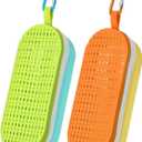 Blueweenly 2 Pcs Swim Goggle Case for Swimming with Hole Zipper Clip Silicone Cases for Goggle Gift (Yellow Orange, Blue Green)