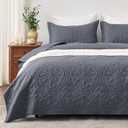 EXQ Home Quilt Set Full Queen Size Bluish Grey 3 Piece,Lightweight Soft Coverlet Mandala Flower Pattern Bedspread Set for All Season(1 Quilt,2 Pillow Shams)