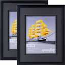 Yaetm 11x14 Double Floating Mat Picture Frame , Display Picture 8x10 with Black Double Mat, Polished High Definition Real Glass, Wall Mounting Photo Frames, Black