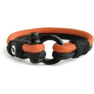 Mens Rope Bracelet - Stainless Steel Black Shackle, Extremely Durable and Scratch Resistant Waterproof Paracord, Handmade, Nautical Wristband for Men (Orange)