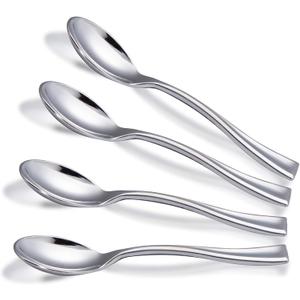 WDF 300 Pieces Plastic Silver Mini Spoons - 4 Inches Silver Plastic Tasting Spoons for Desserts, Heavy Duty Disposable Spoons Perfect for Coffee, Cake, Desserts, Appetizers for Wedding/Party