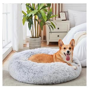 WESTERN HOME WH Calming Dog & Cat Bed, Anti-Anxiety Donut Cuddler Warming Cozy Soft Round Bed, Fluffy Faux Fur Plush Cushion Bed for Small Medium Dogs and Cats (20"/24"/27"/30")