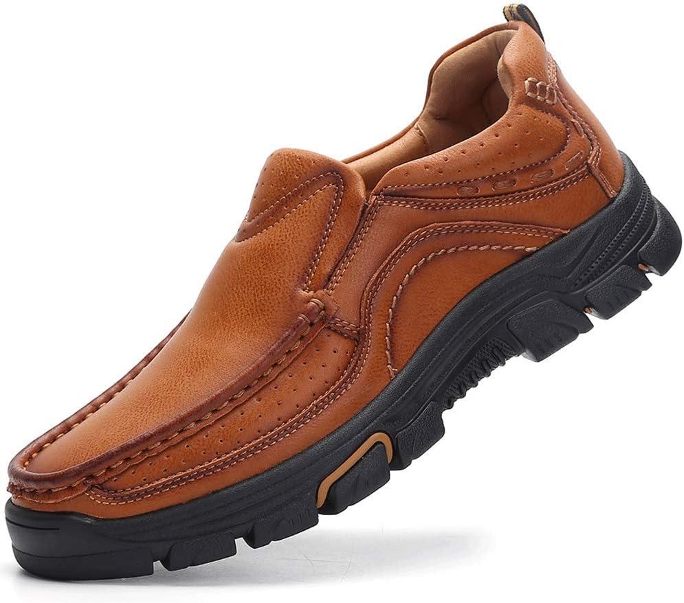 Venshine Mens Casual Slip On Loafers Shoes Walking Dress Leather Shoes (13, Brown1)