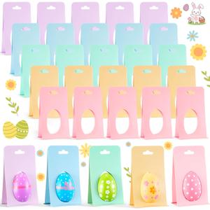 25 Pack Easter Egg Gift Boxes with Clear Window DIY Craft Supplies, Surprise Egg Display, Party Favors, Fillable Plastic Holder, Kids Easter Treats, Table Decor 5 Colors Display