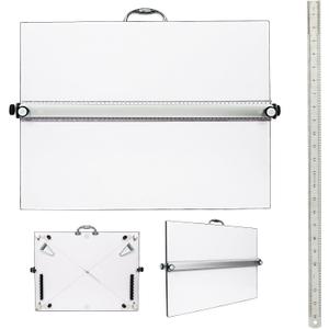 Portable Drafting Board, 18"X24" Professional Architecture Drafting Board, Tabletop Drawing Board with Ruler & Parallel Bar, Drafting Tools for Architects, Artists, Engineers, and Designers