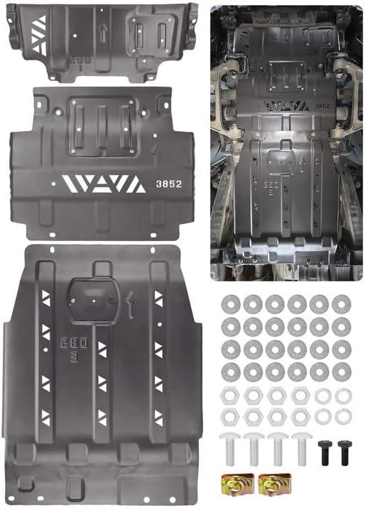 Full Skid Plate Kit with Engine & Transmission Protection Plate Compatible with 2015-2022 Ford F150 4WD 2.7L EcoBoost, 3.3L, 3.5L EcoBoost, Steel Under Guard Splash Shield with Install Accessories