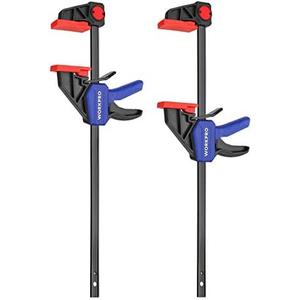 WORKPRO 12" Clamps for Woodworking 2-Pack, Quick-Release Wood Clamps/Spreader Light Duty, One Hand F Clmaps 150 LBS Load Limit, Ideal for Woodworking and DIY Projects