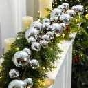 Dingion 6 ft Christmas Ornament Ball Garland Xmas Disco Ball Hanging Decoration Shatterproof Ornament Garland for Christmas Tree Mantel Fireplace Stair Indoor Outdoor Party (1.97, 3.15 Inch)