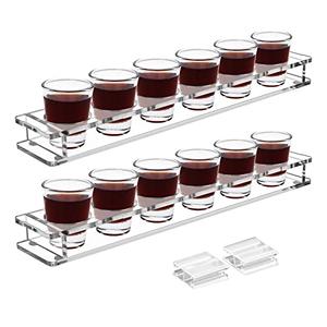 Beautyflier Pack of 1 Acrylic Shot Glass Holder, Shot Glass Serving Tray for Bar, Restaurant, Party, Family Gathering (Shot Glasses Not Included)