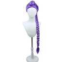 Long Purple Braid Wigs for Girls Women Long Braid Wig Cartoon Movie Halloween Cosplay Costume Animie wig (Purple)