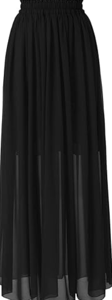 Topdress Women's Chiffon Skirts Elastic High Waist Tea Length A-line Ruffle Beach Skirts (Medium)